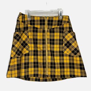 Clueless Style Yellow black plaid zip mini-skirt by Arizona Size Medium